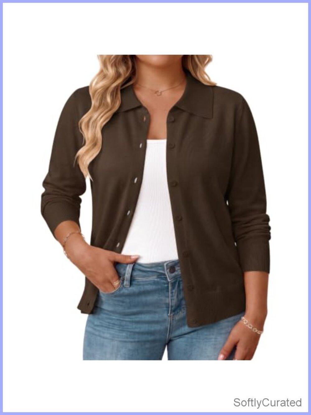 Plus Size Cardigan Sweater Viscose Nylon PBT Lightweight Button Down